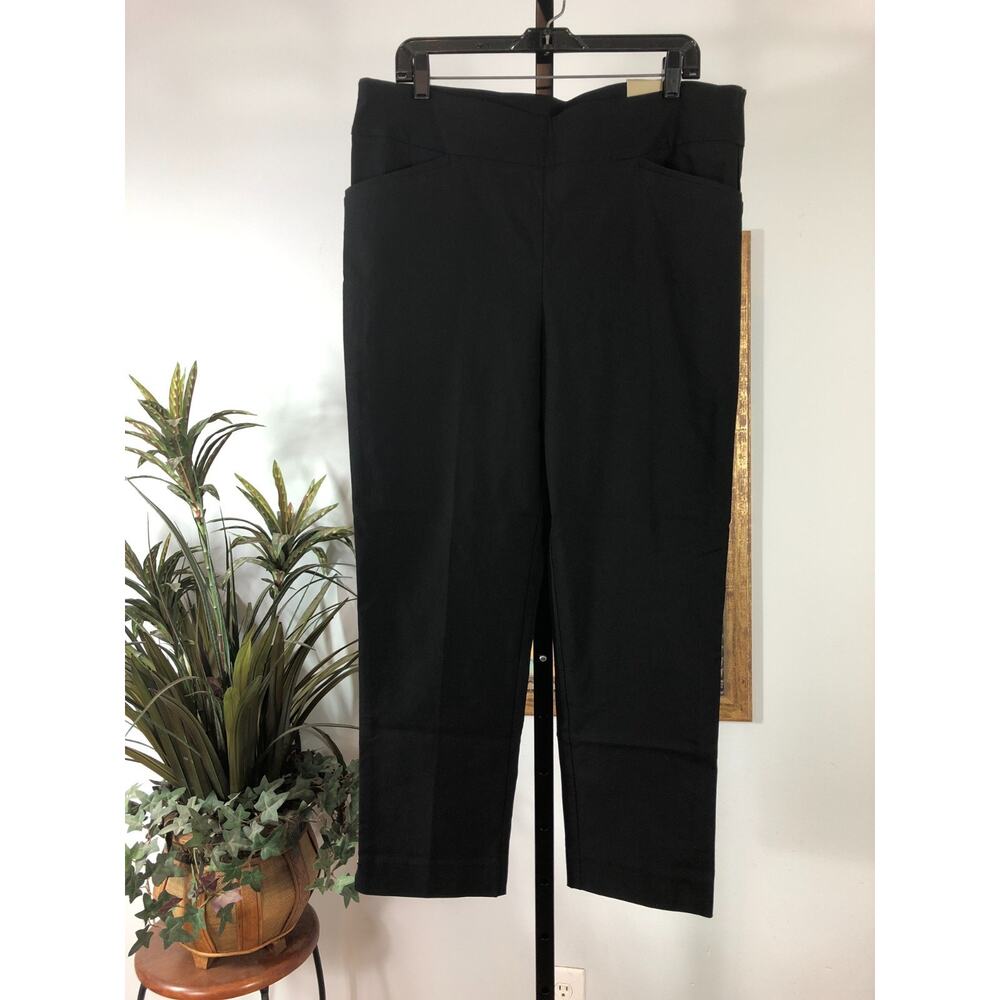 Chico's Pants Womens 16 Black Stretch Josie Slim Ankle Classic Rise Straight Leg